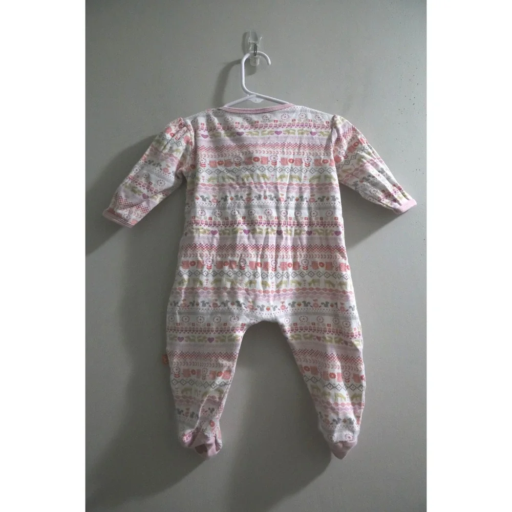 Smart Close by Magnificent Baby 9M Pink Fair Isle Woodland Magnetic Footie